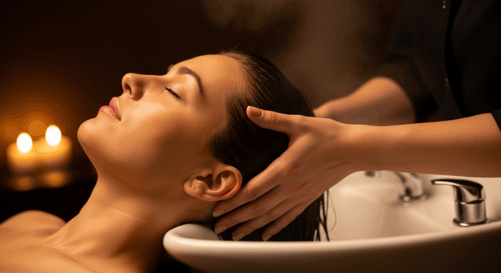 ヘッドスパ施術のリラックスイメージ