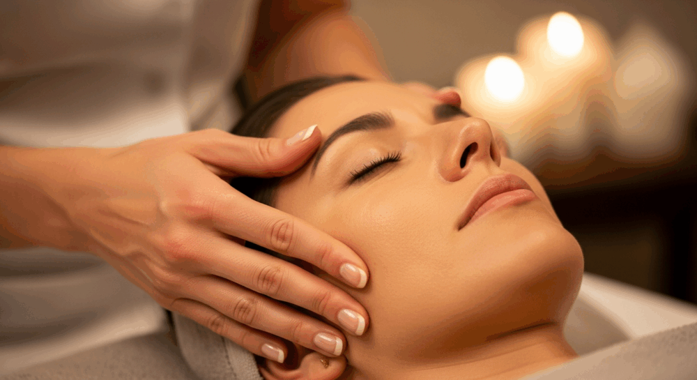 側頭筋マッサージの様子