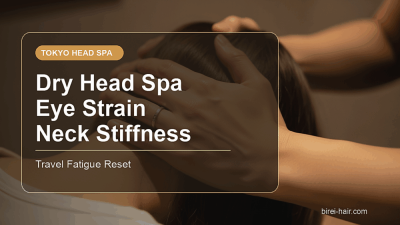 Japanese dry head spa for eye strain and neck stiffness with corrected English title text