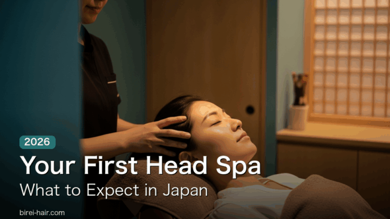First Japanese head spa experience: therapist massaging a relaxed guest's scalp in a Tokyo salon